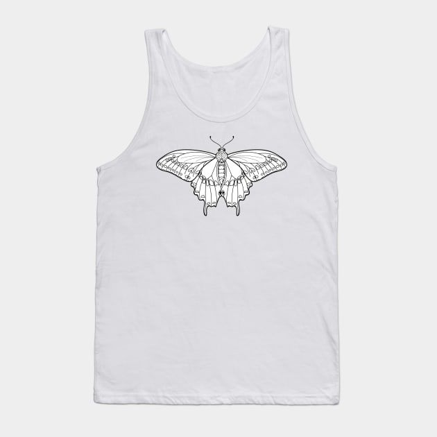 Black Swallowtail Butterfly Line Art Tank Top by AnitasArtStore